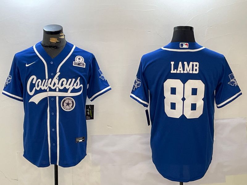 Men Dallas Cowboys 88 Lamb Blue Joint Name 2024 Nike Limited NFL Jersey style 9304